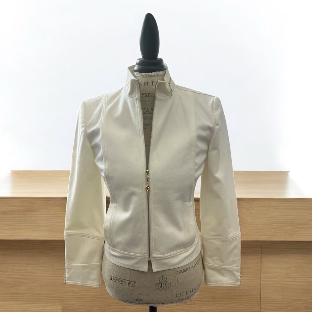 St. John Sport by Marie Gray Cream Bomber Jacket
